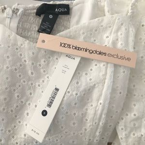 AQUA Puff-Sleeve Eyelet mini dress